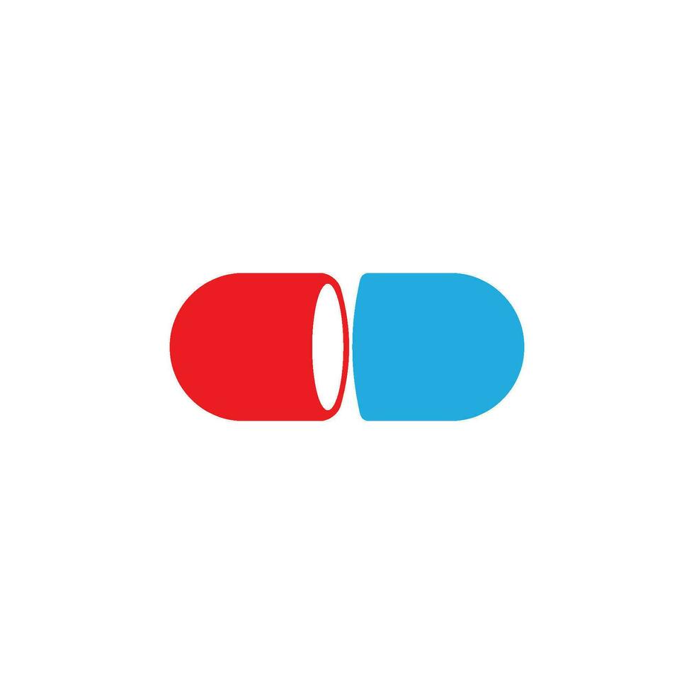 clipped blue and red capsule icon vector