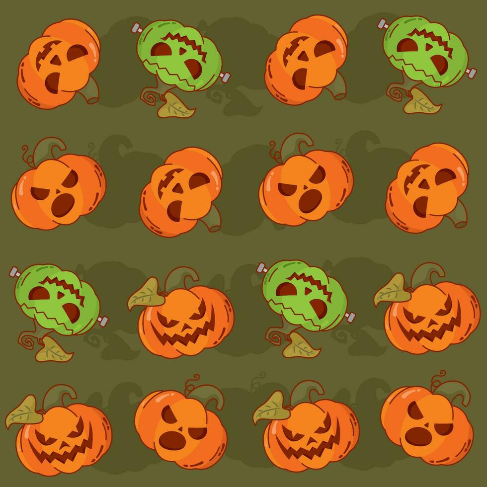 Halloween pumpkin pattern background Vector illustration