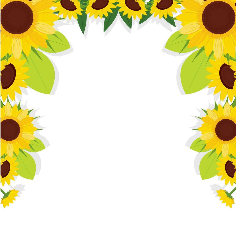 Colored sunflower border Flower border Vector illustration