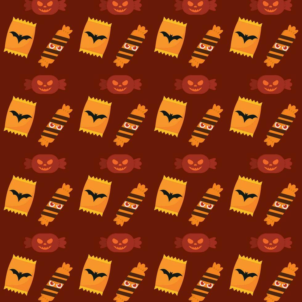 Halloween candies pattern background Vector illustration