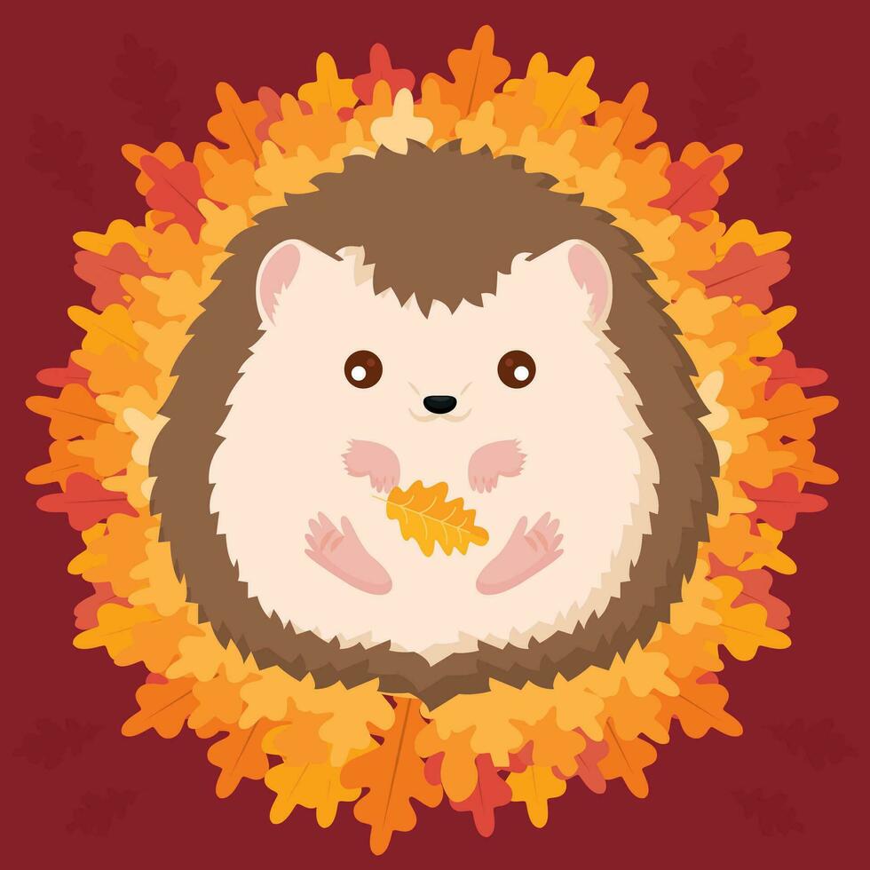 aislado linda erizo otoño animal personaje vector ilustración