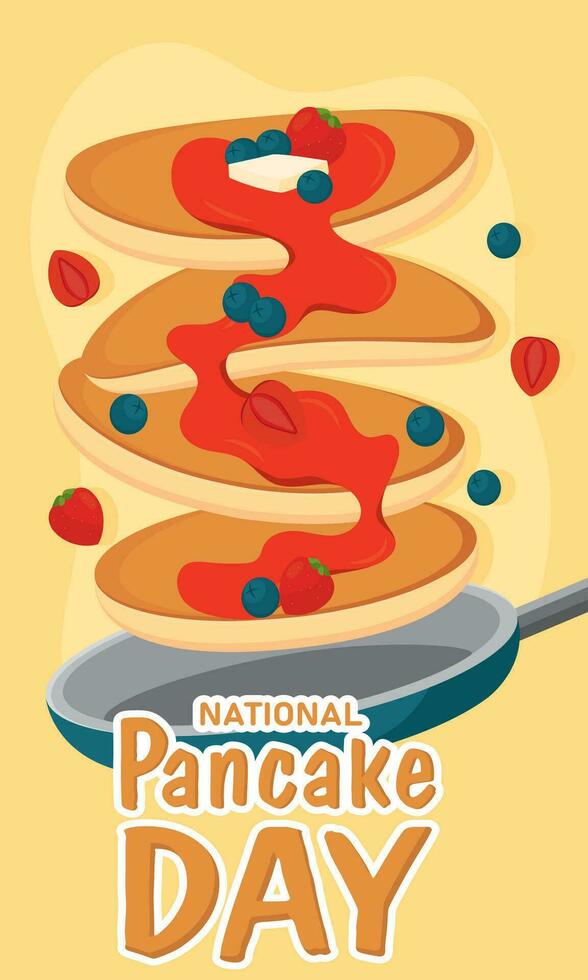 Pancake day poster Traditional food Vector illustration
