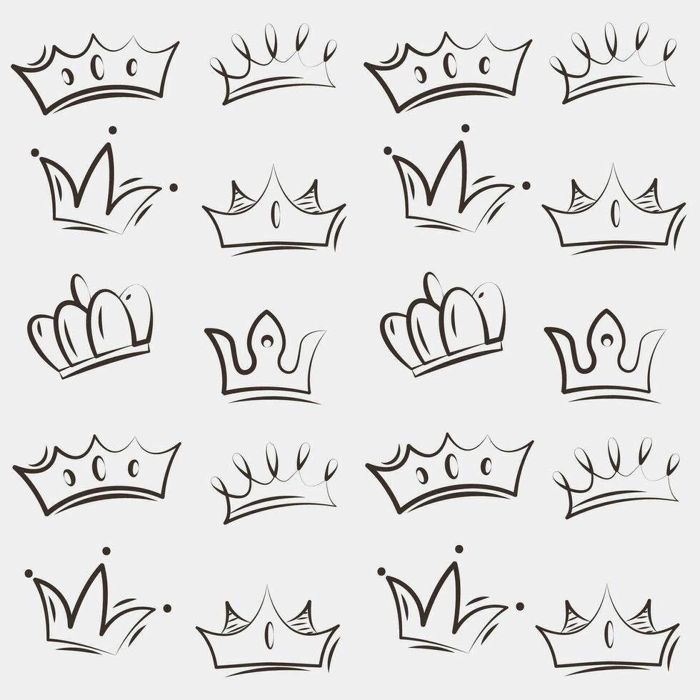 Hand drawn illustration background with crown shapes Vector illustration