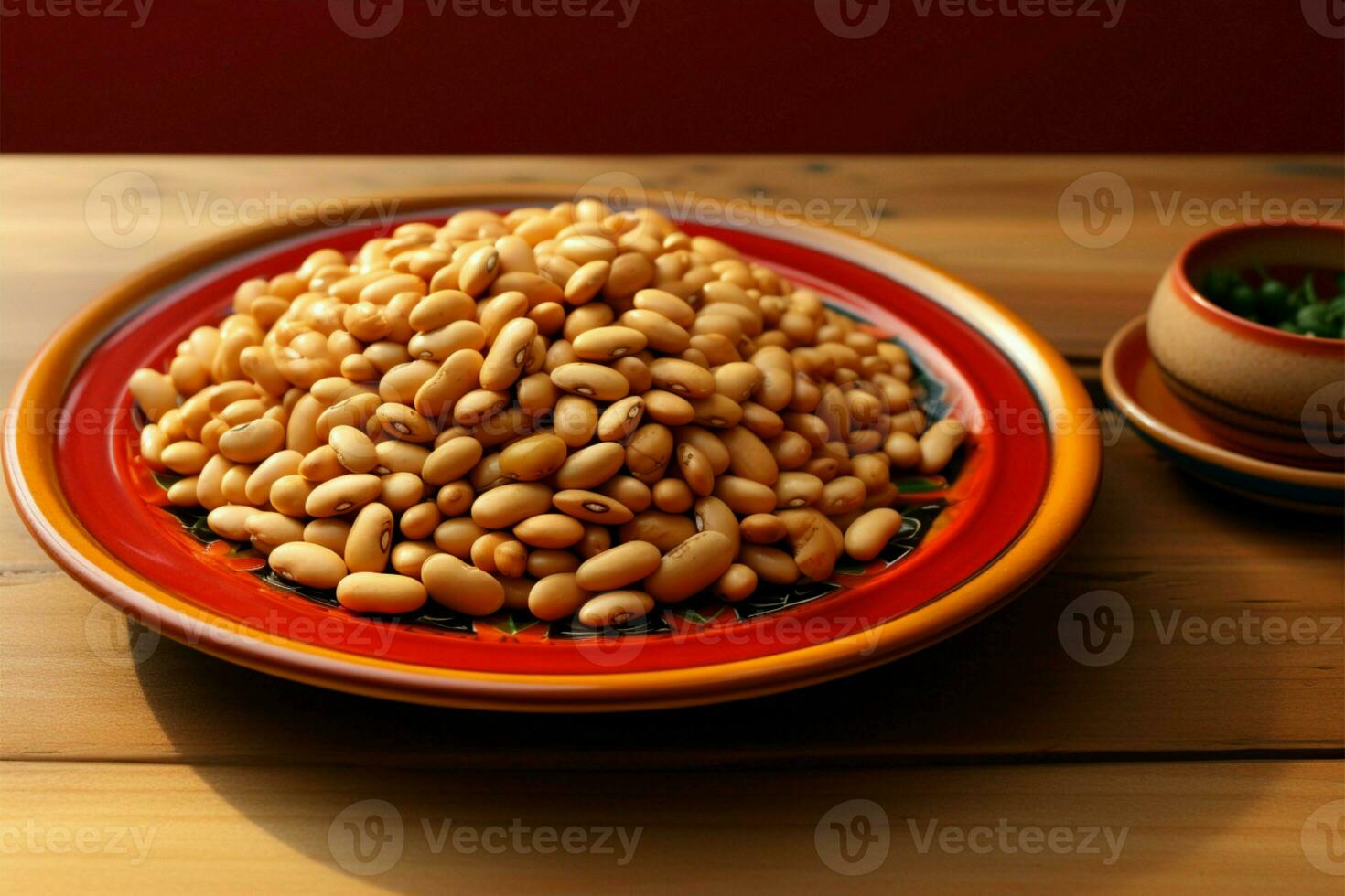 A plate of Mexican beans ready to complement your text or logo AI Generated photo