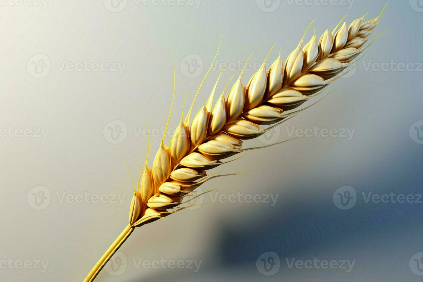 A 3D wheat ear, captured in a Pixar style close up on white AI Generated photo