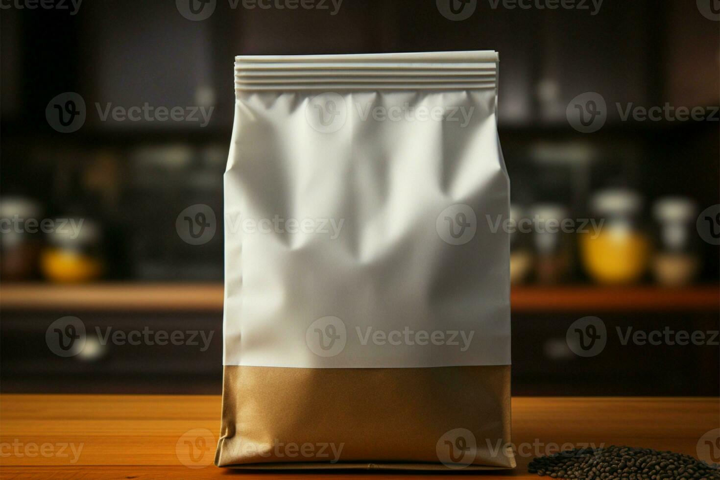 A regular, moderately tall paper pouch bag, versatile for various uses AI Generated photo