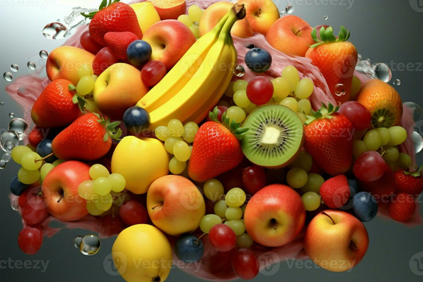 3D fruit fusion seamlessly designed for a fresh, dynamic effect AI Generated photo