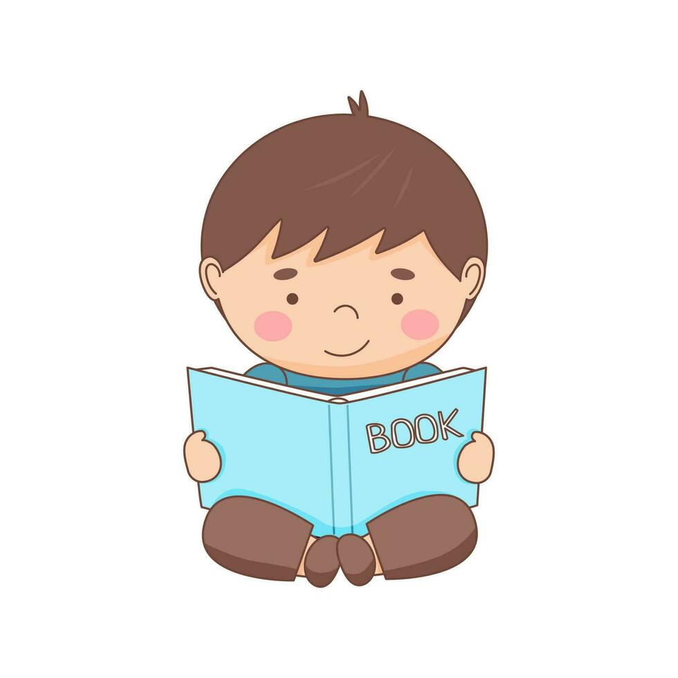 Boy reading the book vector