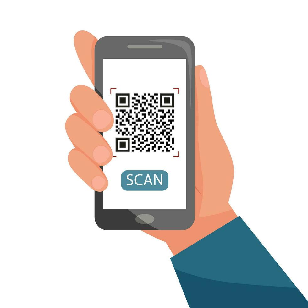 QR code in phone vector