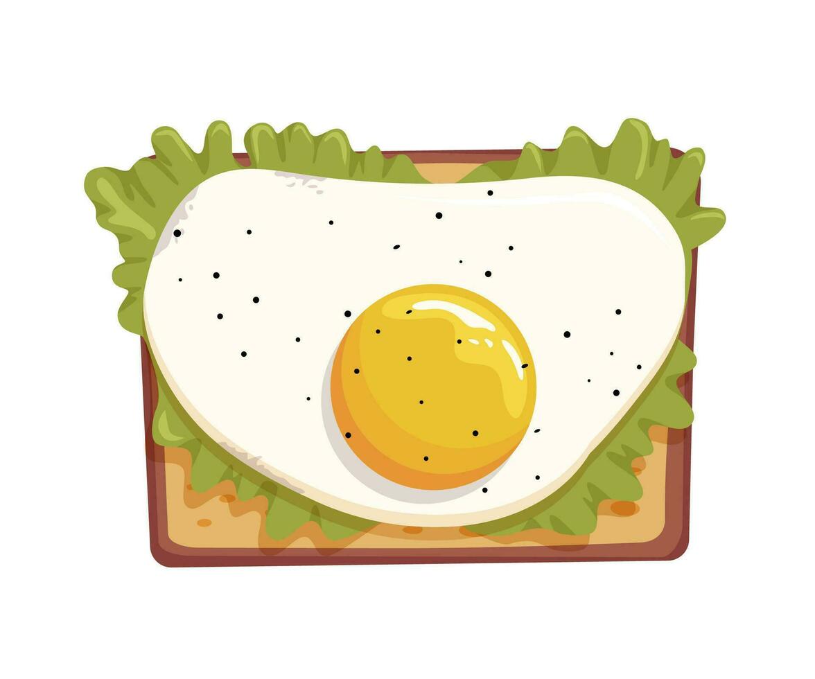 Fried egg on the toast vector