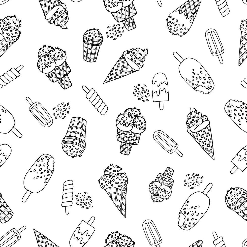 Ice cream seamless pattern vector
