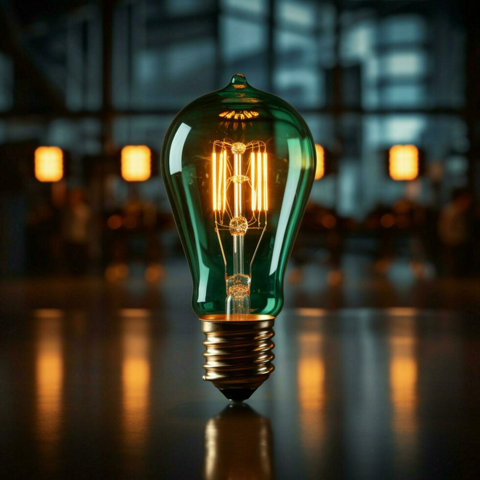 Executive wields radiant bulb, epitomizing business innovation and vision For Social Media Post Size AI Generated photo