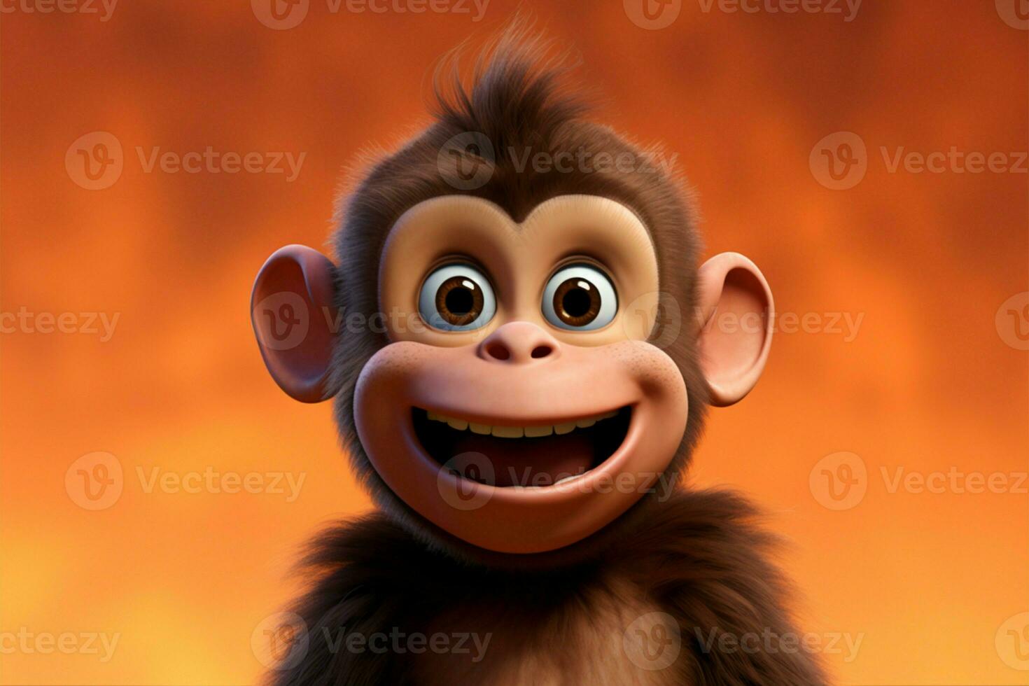 Cheeky chimp A small monkey stars in a charming cartoon animation AI Generated photo