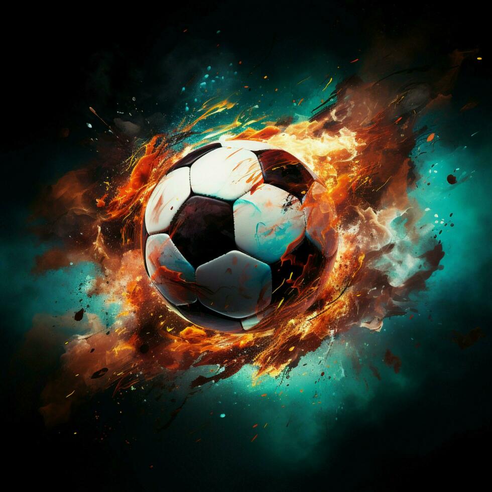 Energetic soccer poster, abstract ball art, ideal for sport enthusiasts For Social Media Post Size AI Generated photo