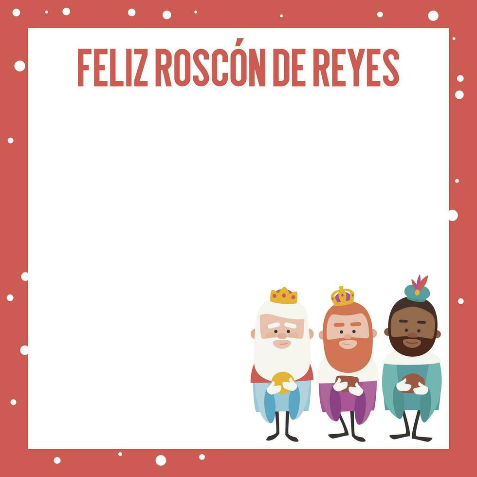 Greeting card. Happy Three King's cake written in Spanish vector