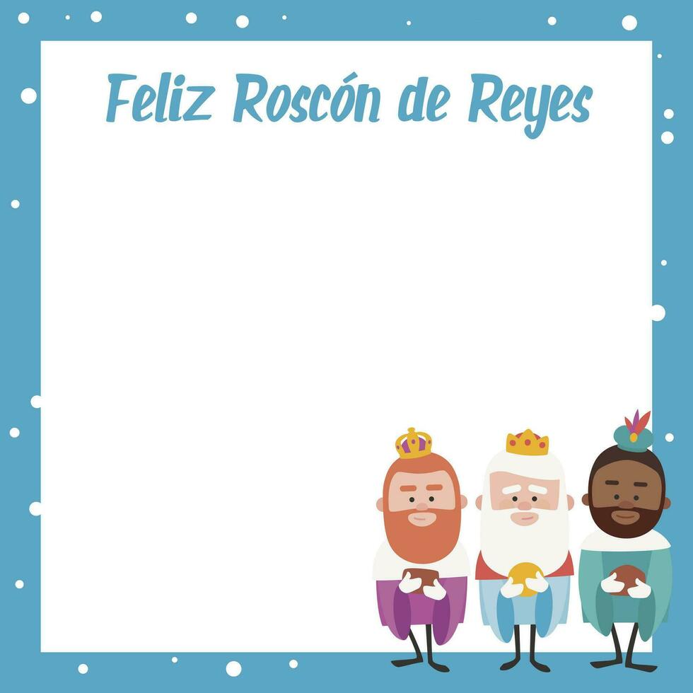 Greeting card. Happy Three King's cake written in Spanish vector