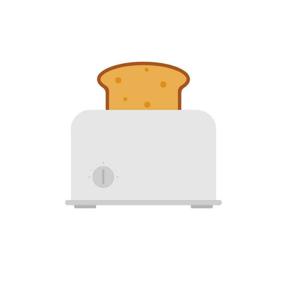 acero tostadora icono con rebanada de un pan. vector plano estilo ilustración en blanco antecedentes. hogar accesorios Cocinando cocina hogar equipo