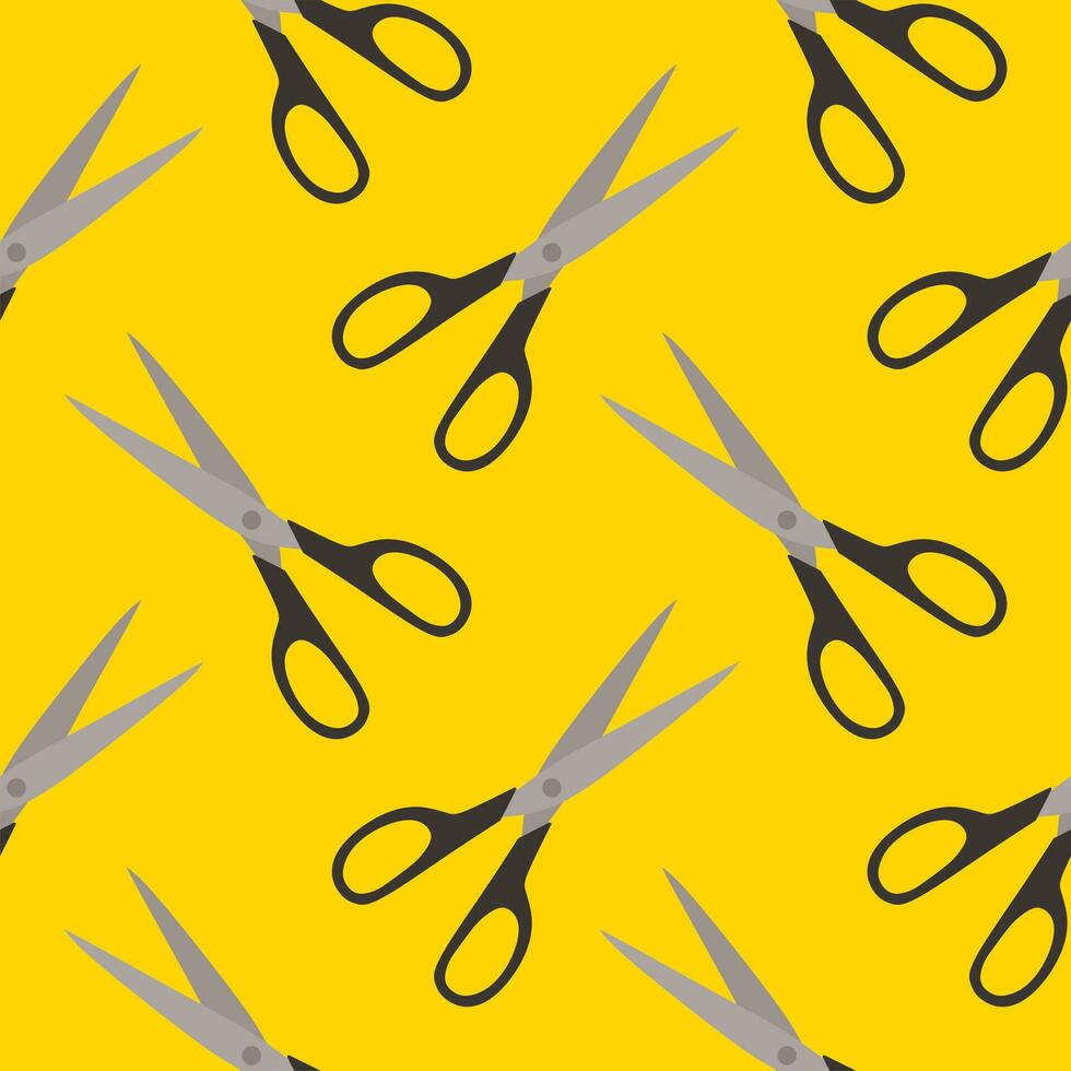 scissors seamless pattern vector illustration. Sewing Scissors on color background. From top view. Conceptual modern trendy style. Minimal background.