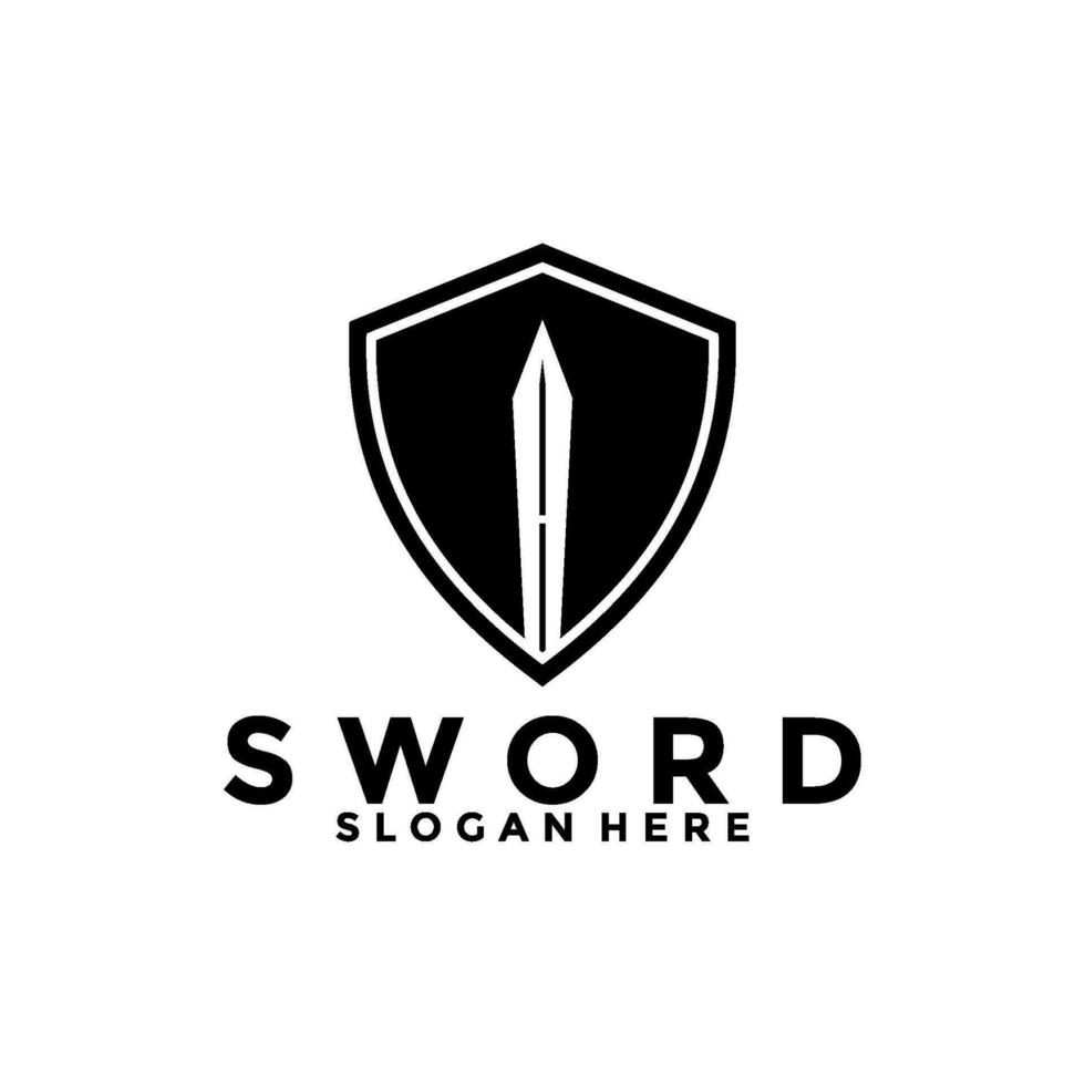 Sword and shield perfect logo vector template. Sword logo icon design