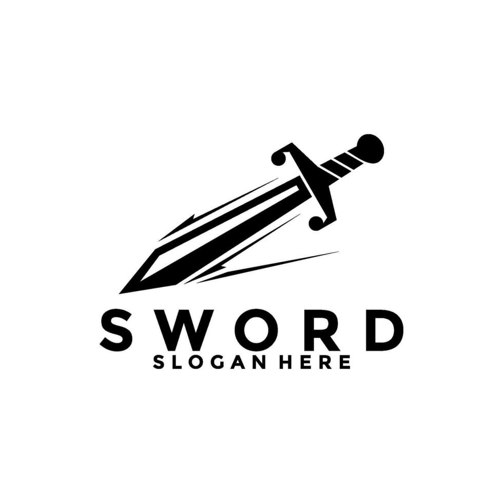 Sword logo vector template. Sword and black color logo icon design