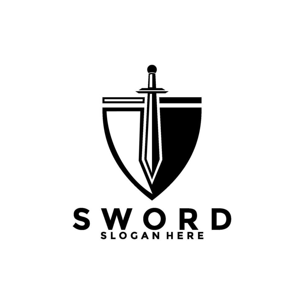 Sword and shield perfect logo vector template. Sword logo icon design