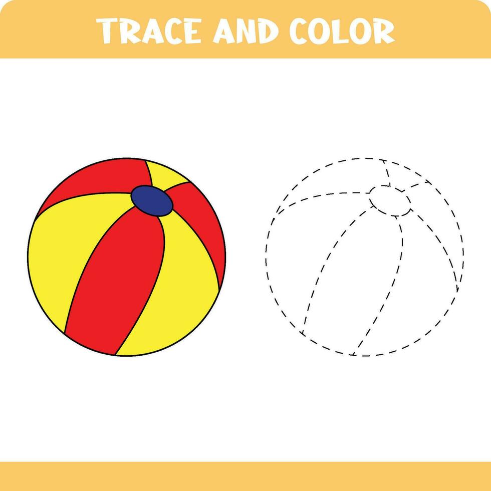 educativo hoja de cálculo para niños con escritura a mano rastreo práctica. rastro y color pelota para preescolar niños. vector