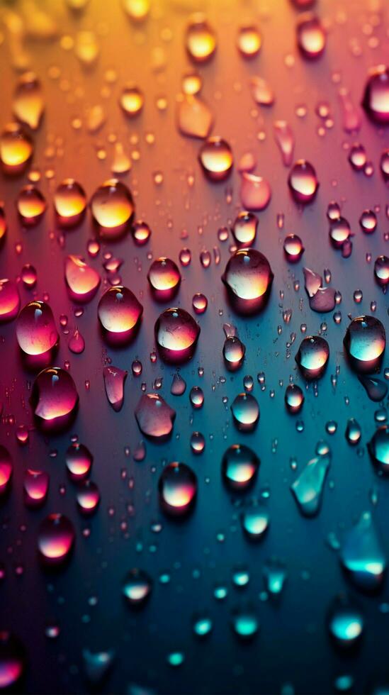 Gradient mixed colors backdrop adorned with delicate small raindrops Vertical Mobile Wallpaper AI Generated photo