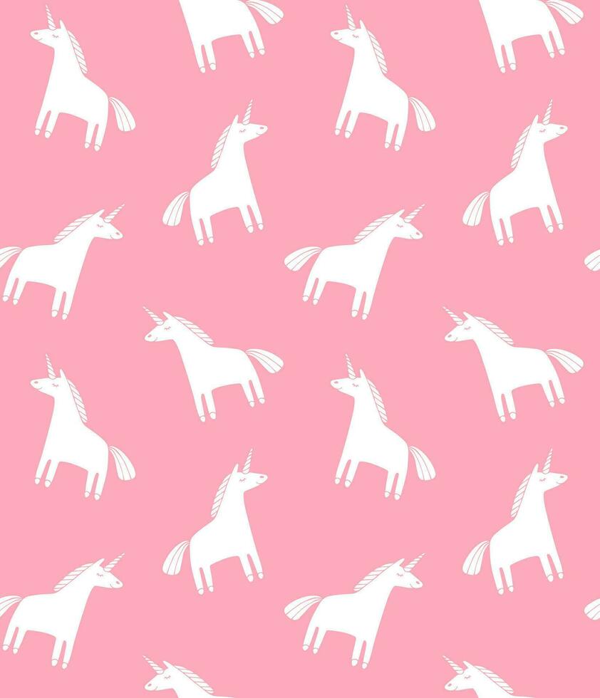 Vector seamless pattern of flat hand drawn unicorn