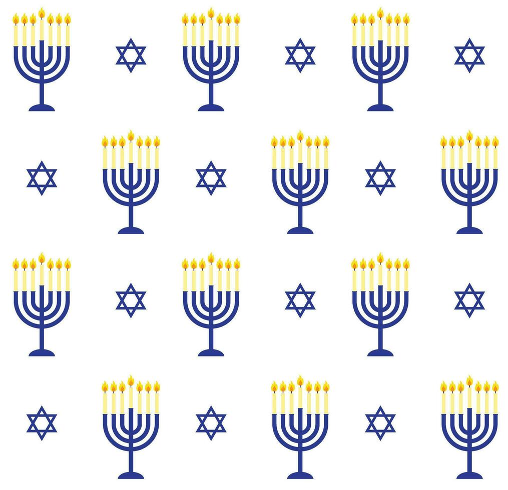 Vector seamless pattern of blue Hanukah candles