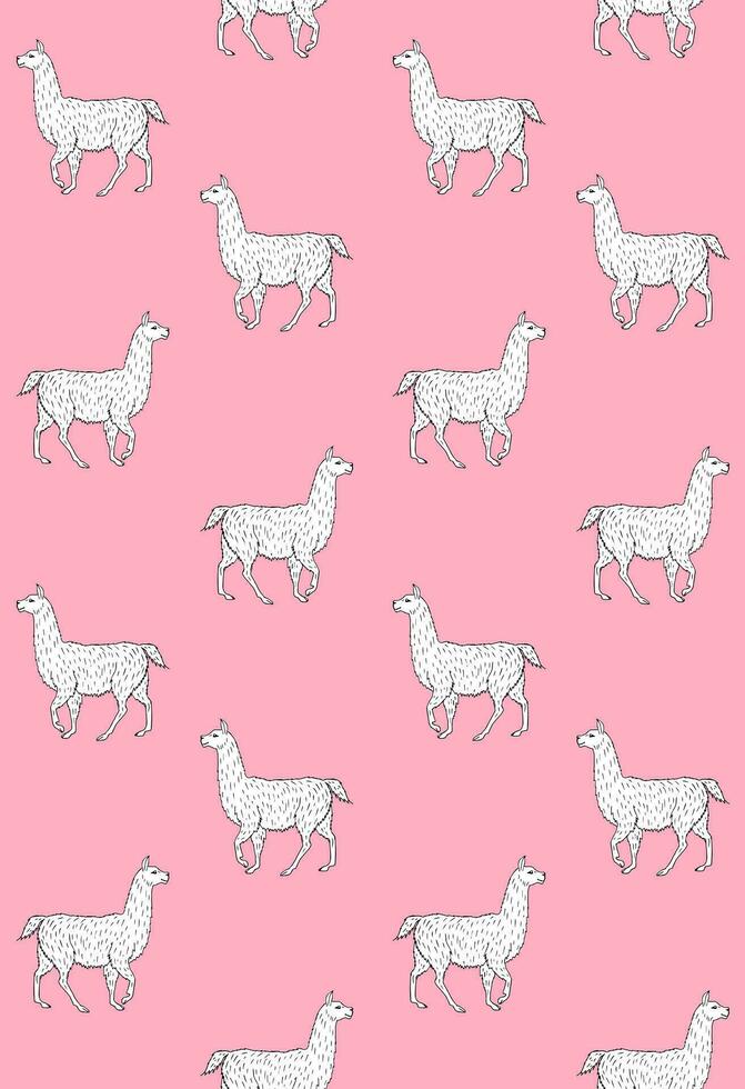 Vector seamless pattern of llama