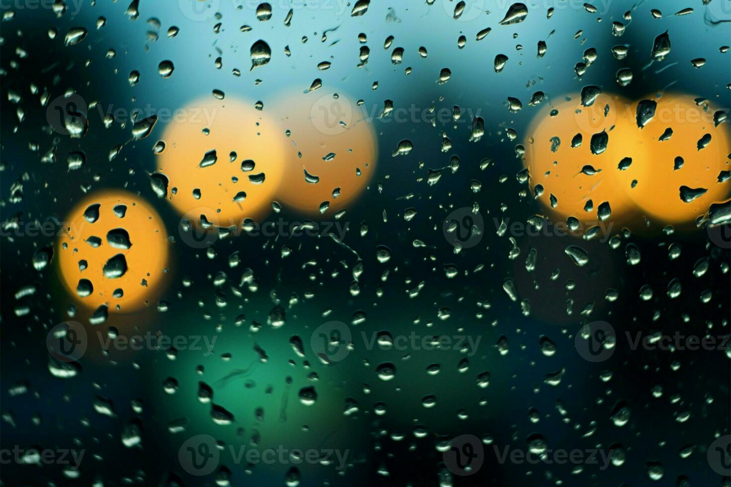 Rainy window view Monsoons raindrops patter across the glass surface AI Generated photo