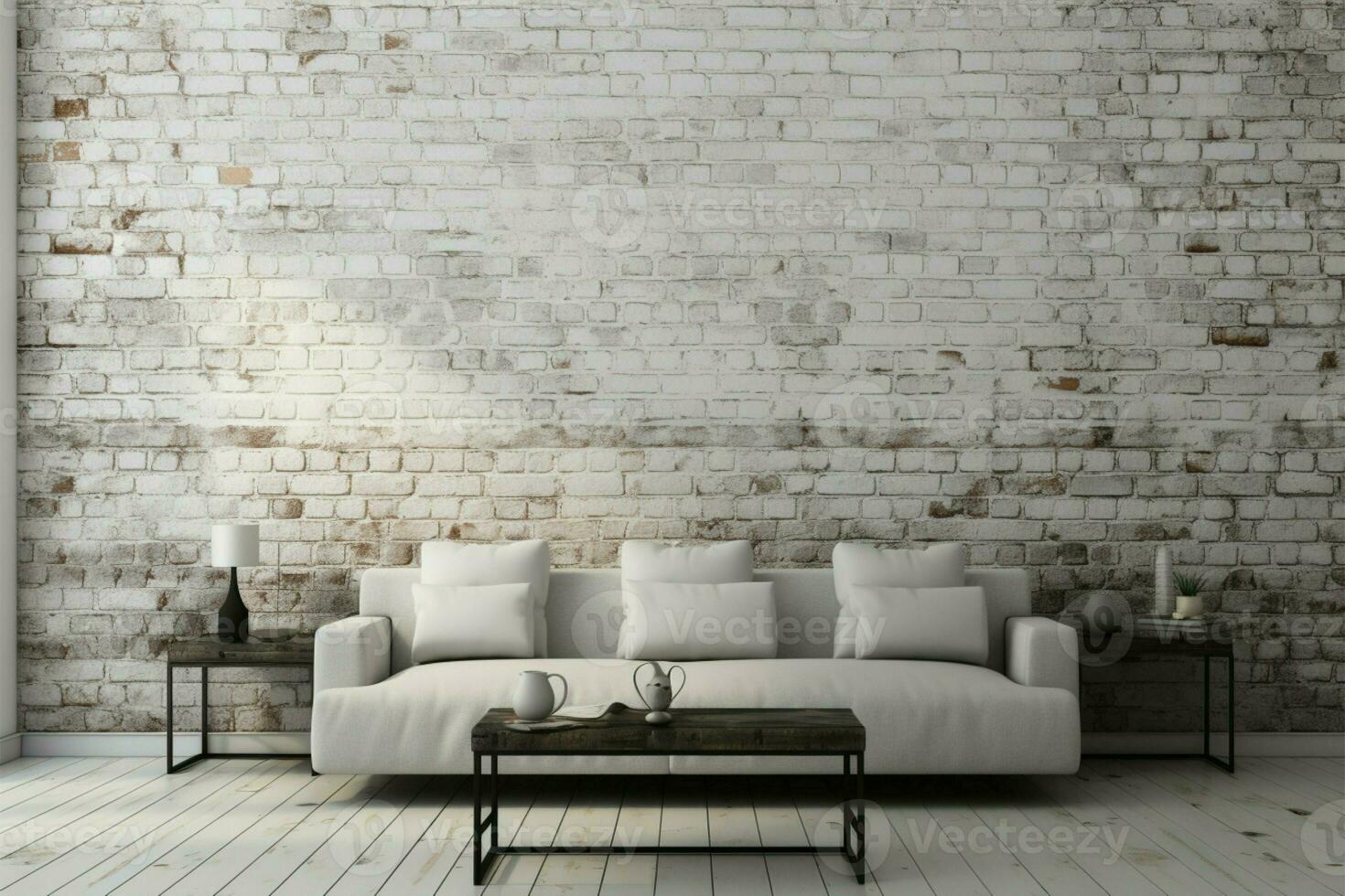 Innovate with an empty white brick wall in a 3D render AI Generated photo