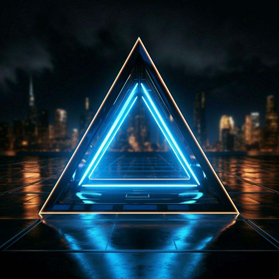 Sleek neon design A striking blue triangle element stands out For Social Media Post Size AI Generated photo