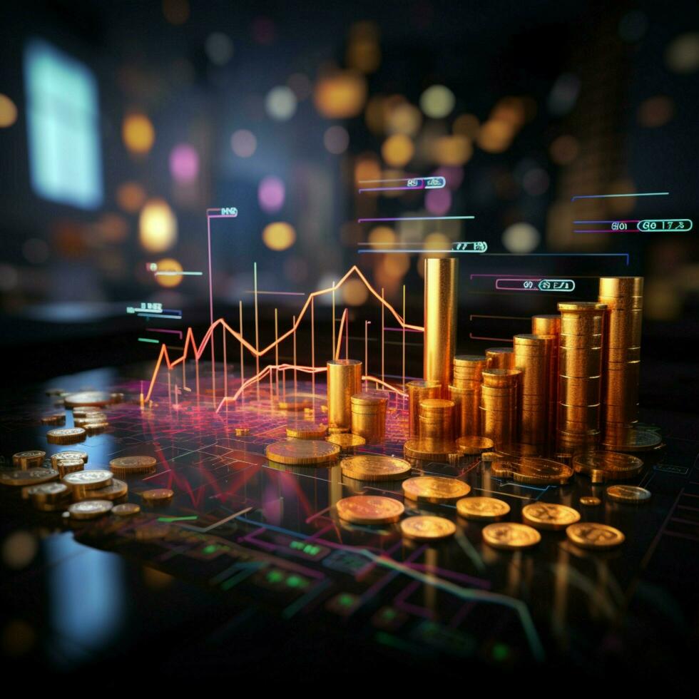 visual tendencias negocios, valores mercado analizado mediante informativo línea gráficos para social medios de comunicación enviar Talla ai generado foto