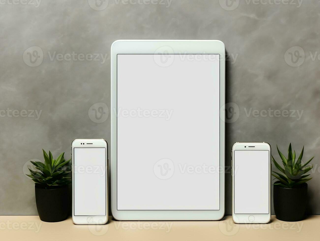 Digital devices screen mockup with isolated background AI Generative photo
