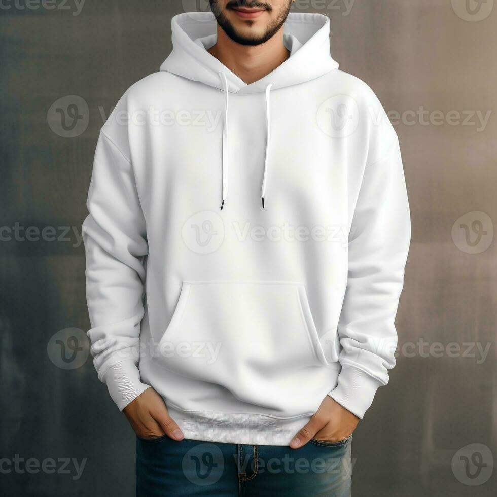 White hoodie mockup with isolated background AI Generative photo