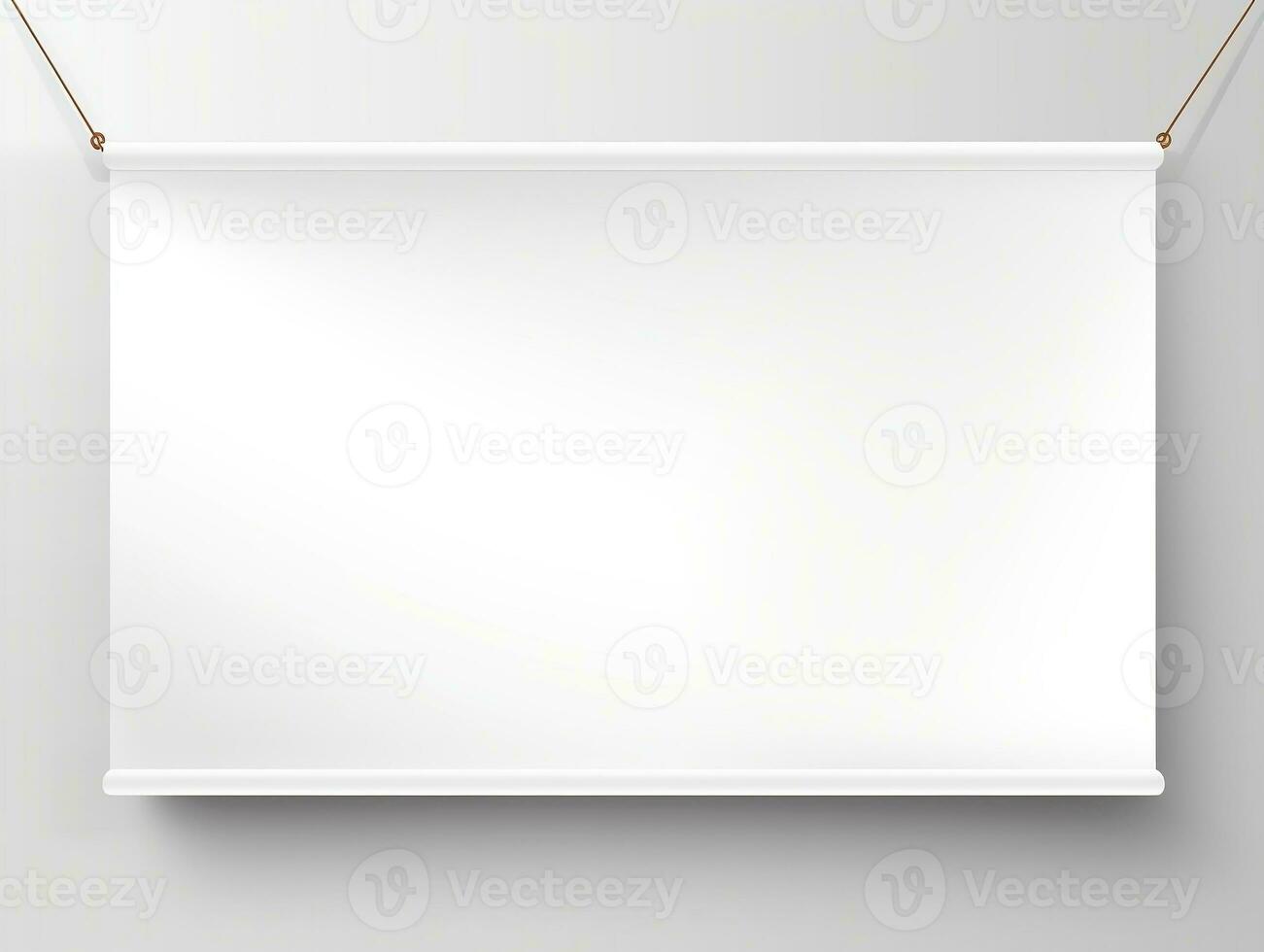 White realistic hang fabric horizontal canvas banner mockup on the rope for advertising AI Generative photo