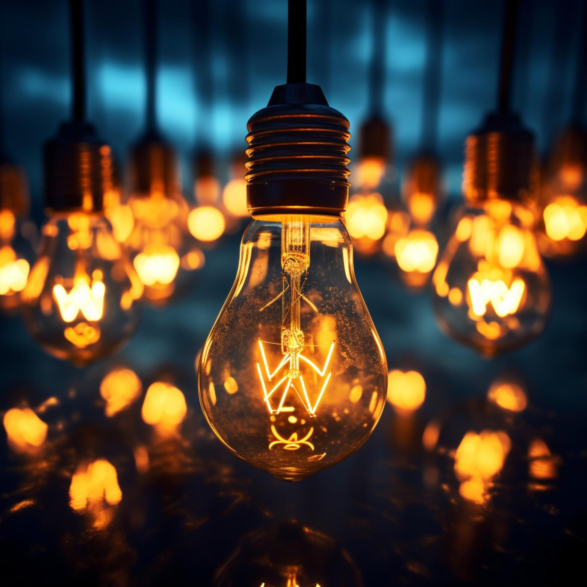 Array of light bulbs creates a dazzling collective illumination For