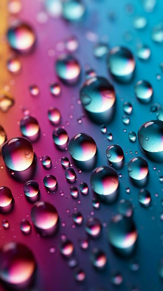 Small raindrops on a vibrant gradient mixed color background, a harmonious blend Vertical Mobile Wallpaper AI Generated photo
