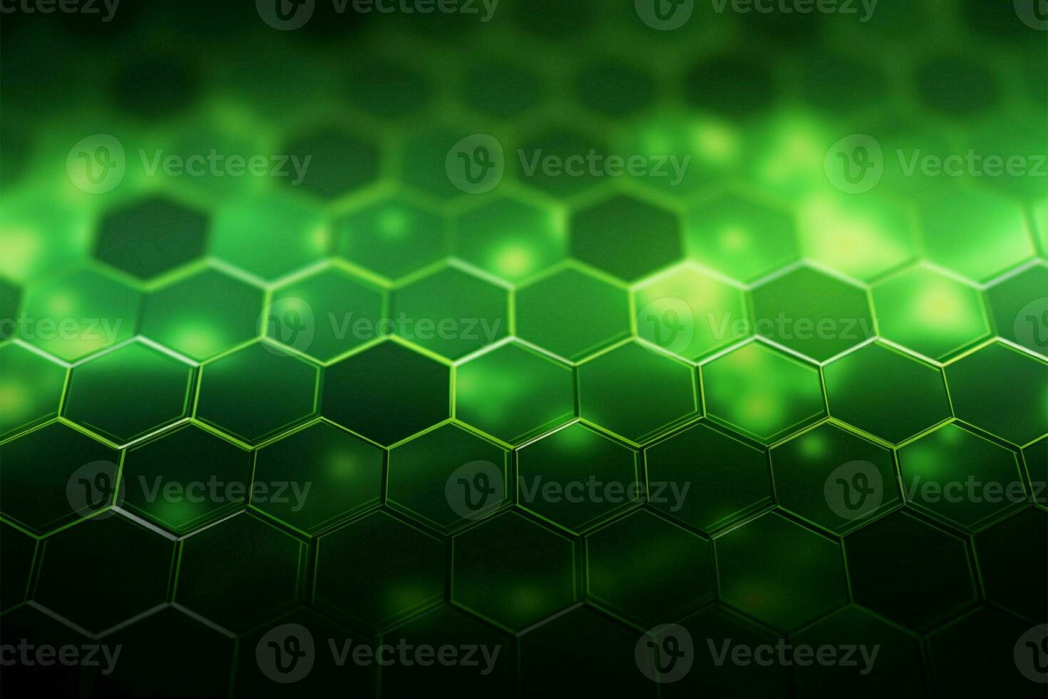 Abstract networking A green honeycomb lattice creates a vibrant digital backdrop AI Generated photo