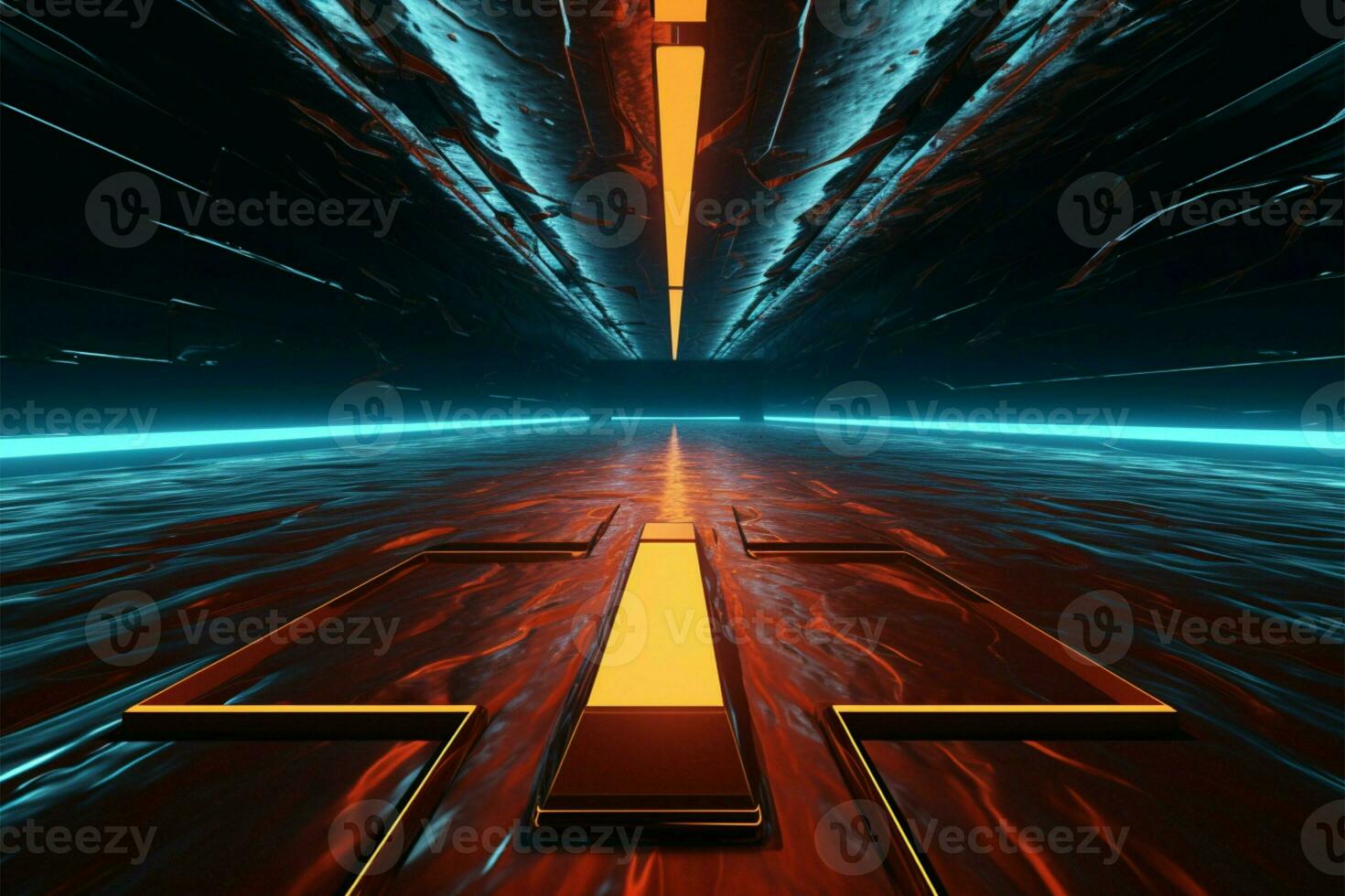 Abstract sci fi race forward arrow in a modern 3D illustration AI Generated photo