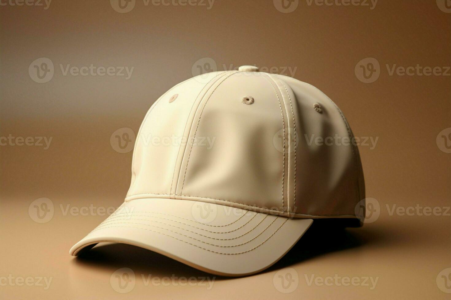 Beige blank cap on beige backdrop, ideal for text or logo AI Generated photo