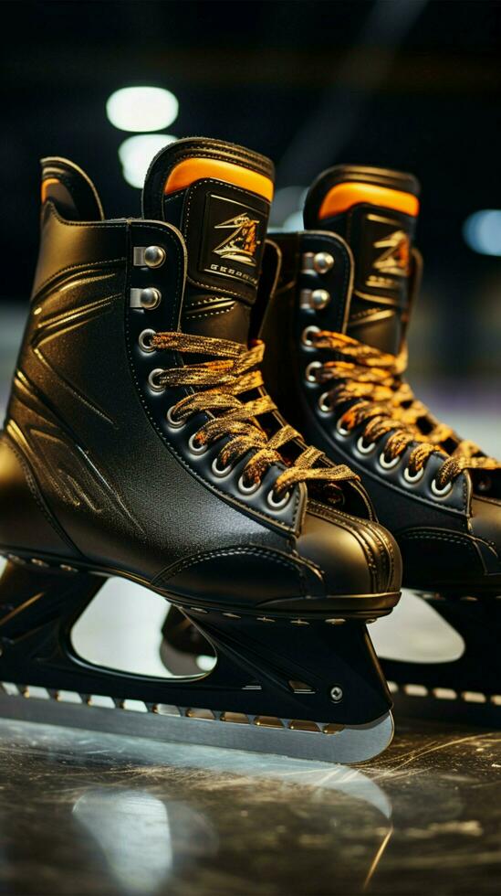 Varied blades, Hockey and figure skates side by side, highlighting diversity Vertical Mobile Wallpaper AI Generated photo