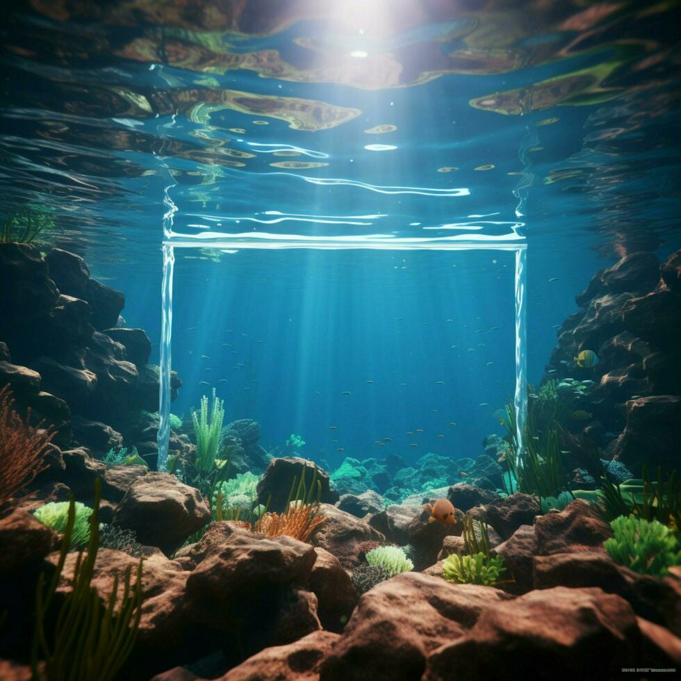 Seabeds beauty in 3D Sunlight touches stones and sand underwater For Social Media Post Size AI Generated photo