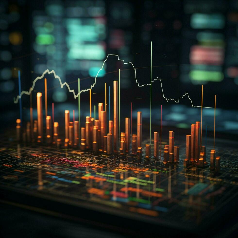 un informativo y atractivo título imagen mostrando negocio y valores mercado gráficos para social medios de comunicación enviar Talla ai generado foto