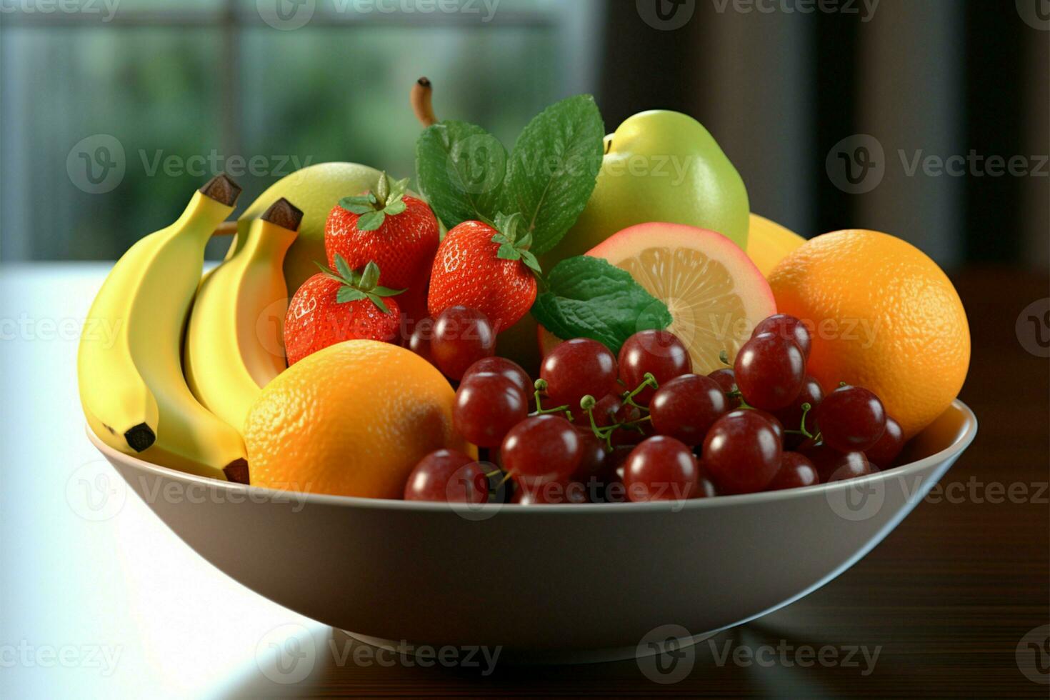 Fruta arreglo en un bol, aislado sin ninguna fondo ai generado foto