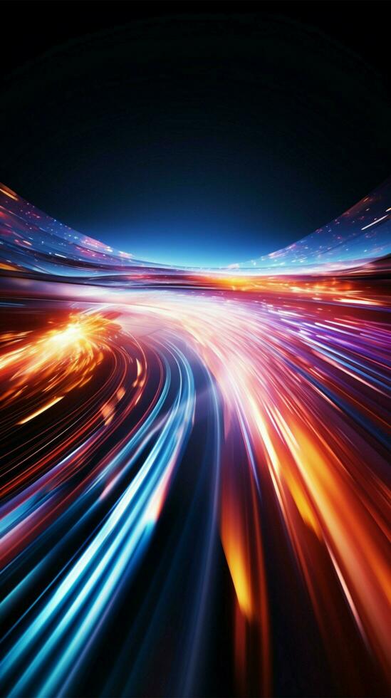 Futuristic 3D motion lines high speed beams, abstract blur background Vertical Mobile Wallpaper AI Generated photo