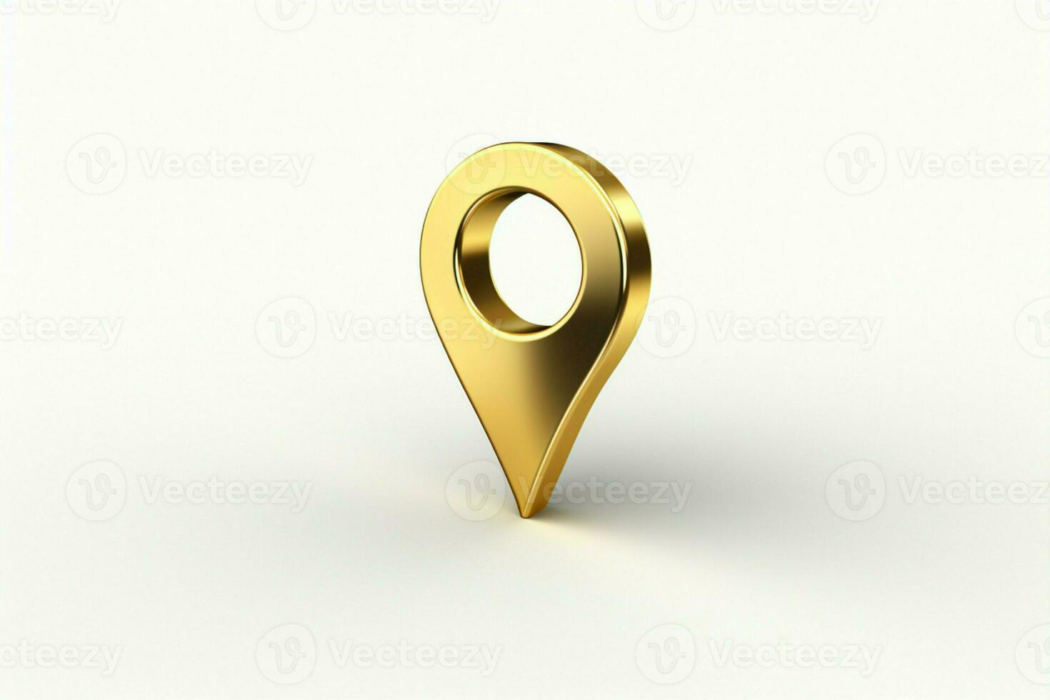 3D gold map pin symbol on a white background with texture AI Generated photo