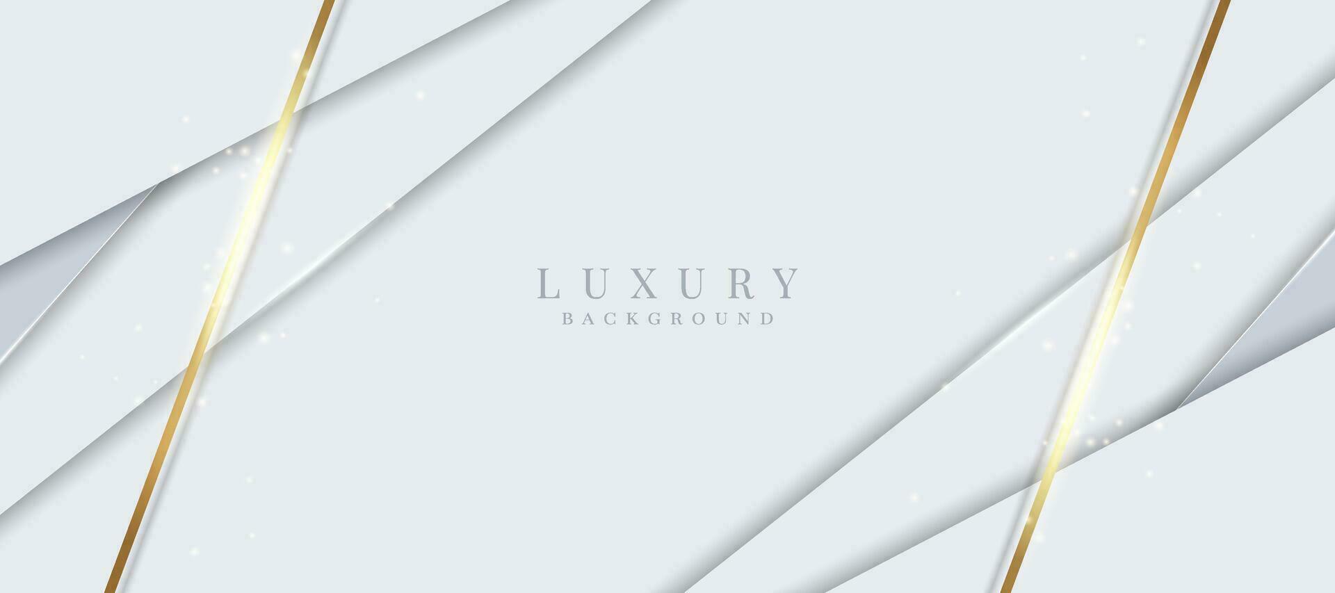 Elegant abstract background with shiny gold and silver lines. White luxury background vector
