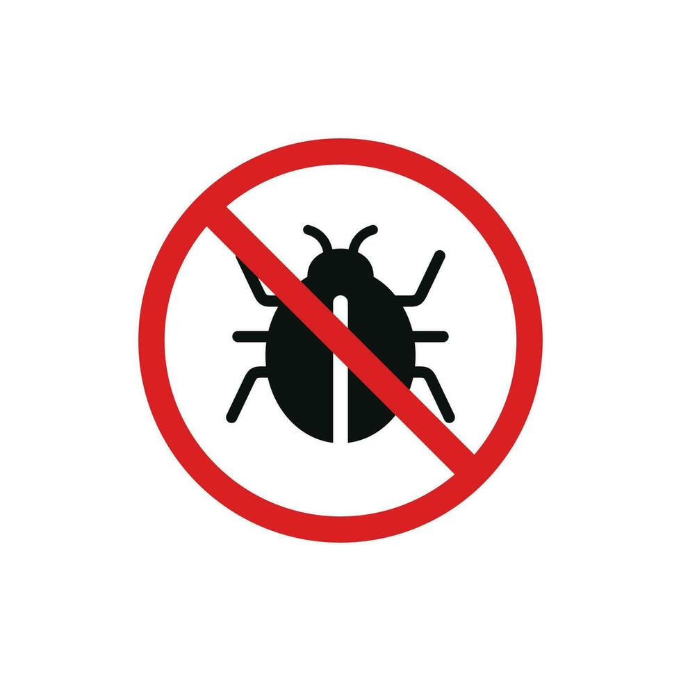 No insectos icono firmar símbolo aislado en blanco antecedentes. error prohibición icono vector